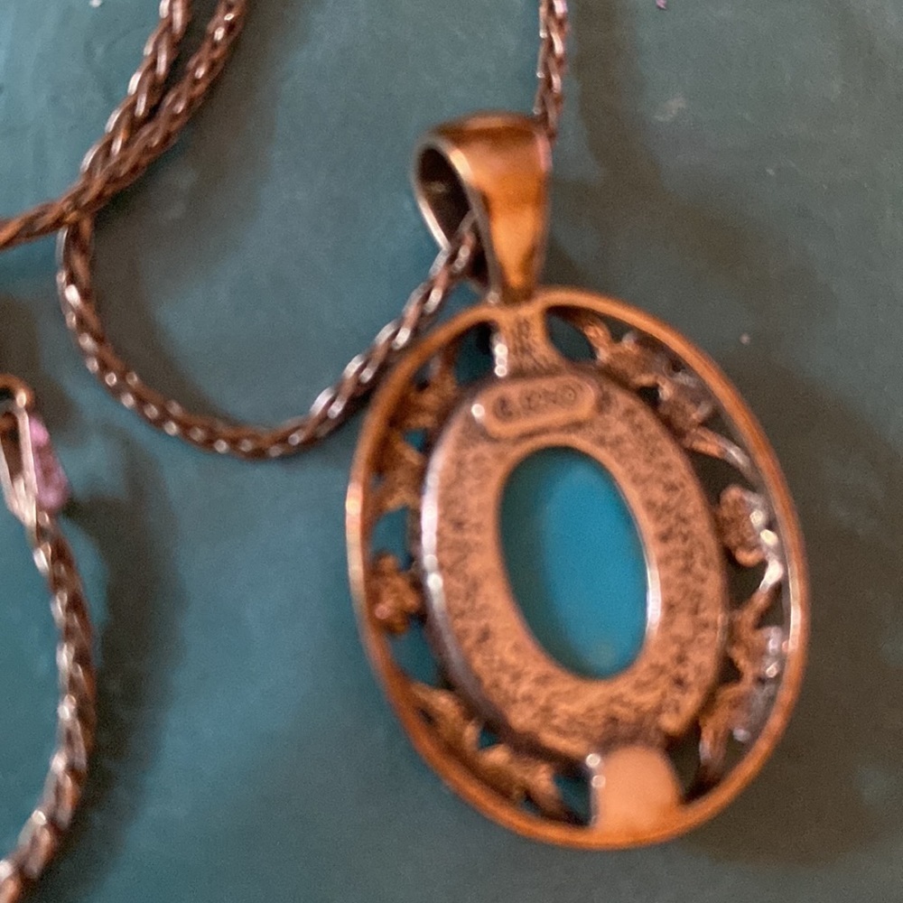 925 Sterling Silver Necklace with turquoise pendant - Picture 6 of 6